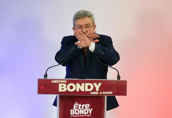 Jean-Luc Mélenchon en meeting à Bondy, en Seine-Saint-Denis, le 4 mars 2026