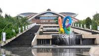 Le complexe sportif et de concerts Karen Demirchyan, qui accueille la 17e session de la Conférence des Parties (COP 17) à la Convention sur la diversité biologique (CDB), à Erevan, la capitale arménienne, le 15 octobre 2026.