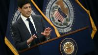 Le président de la Fed, Kevin Warsh, lors d'une conférence de presse à Washington, le 17 juin 2026