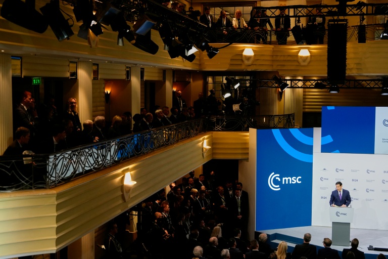 Le secrétaire d'Etat américain Marco Rubio s'exprime lors de la Conférence de Munich sur la sécurité (MSC), le 14 février 2026