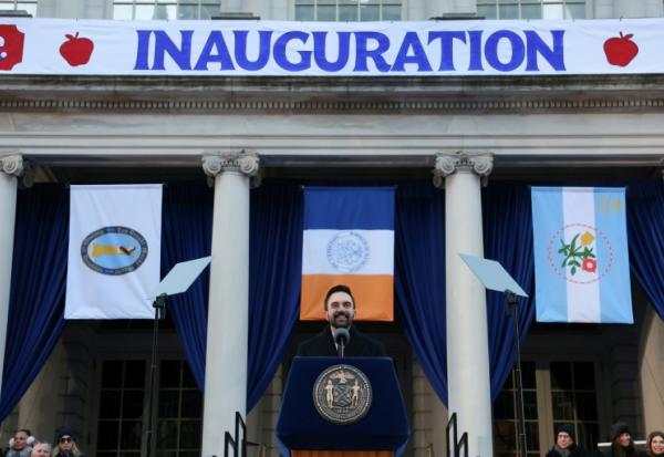 Le nouveau maire democrate de New York Zohran Mamdani lors de sa cérémonie d'investiture, le 1er janvier 2025.