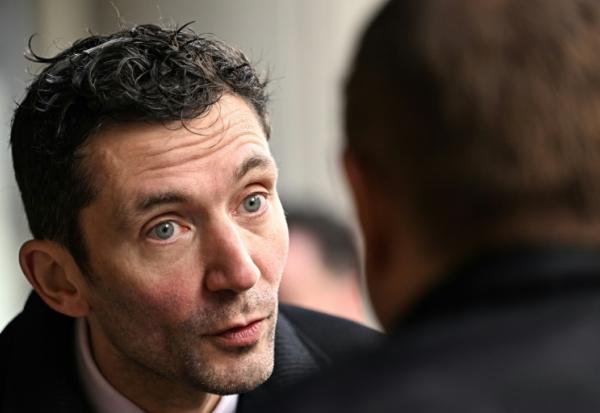 Le RN Julien Sanchez, le 18 mars 2026 à Nîmes où il est candidat à la mairie