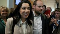 La députée LFI Sophia Chikirou (c) à son arrivée au tribunal de Paris pour son procès pour fraude, le 12 mai 2026