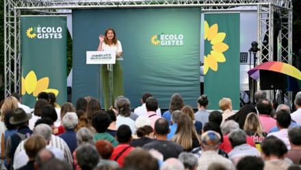 Marine Tondelier, secrétaire nationale des Ecologistes, aux unviversités d'été de son parti à Strasbourg, le 21 août 2025