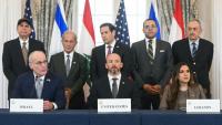 Signature de l'accord entre Israël, le Liban et les Etats-Unis lors d'une cérémonie au département d'Etat à Washington, le 26 juin 2026