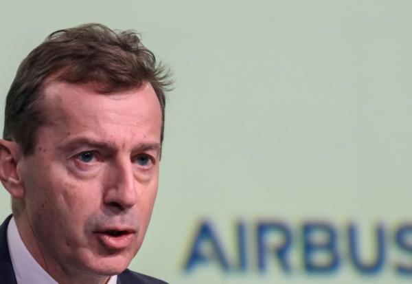 Le patron d'Airbus Guillaume Faury lors de la conférence de presse annuelle sur les résultats financiers à Toulouse, dans le sud-ouest de la France, le 19 février 2026