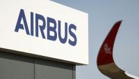 Logo d'Airbus au salon aéronautique de Farnborough, au Royaume-Uni, le 21 juillet 2026