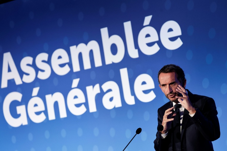 Alexandre Bompard durant l'assemblée générale de Carrefour à Massy dans l'Essone le 22 mai 2026