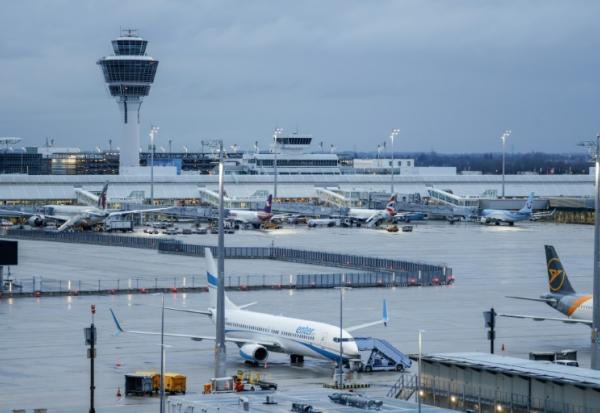 L'aéroport de Munich avec des avions cloués au sol en raison d'une grève, le 20 février 2024