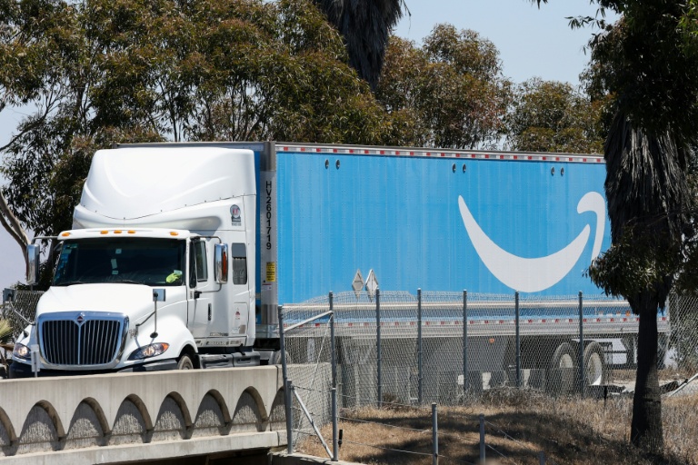 Un camion Amzon à Otay Mesa, en Californie, le 31 juillet 2025