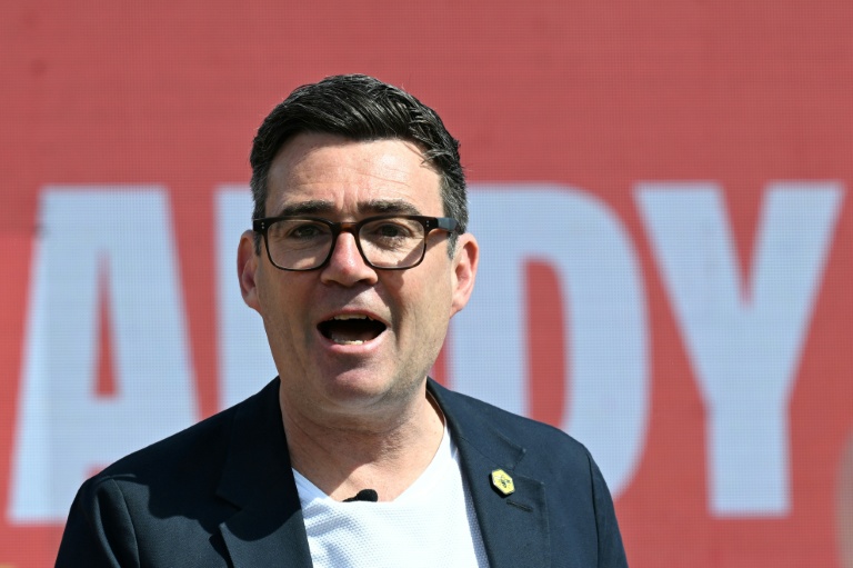 Andy Burnham le 22 mai 2026 à Ashton-in-Makerfield, en Angleterre