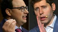 Les dirigeants d'Anthropic, Dario Amodei (g) en 2023, et d'Open AI, Sam Altman en 2025