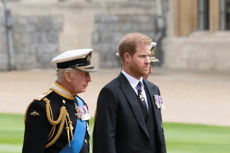 Le roi Charles III et son fils, le prince Harry, duc de Sussex, au château de Windsor, le 19 septembre 2022