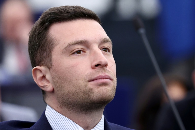 Le président du Rassemblement national et eurodéputé, Jordan Bardella, le 9 février 2026 au Parlement européen à Strasbourg