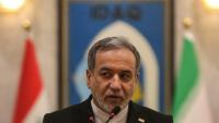 Le ministre iranien des Affaires étrangères Abbas Araghchi s'exprime lors d'une conférence de presse conjointe avec son homologue irakien le 28 juin 2026 à Bagdad