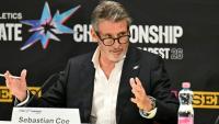 Sebastian Coe parle aux journalistes durant une conférence de presse avant les championnats Ultimate, le 10 septembre 2026 à Budapest