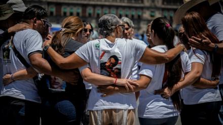 Manifestation sur les migrants portés disparus, à Mexico, le 14 mai 2026