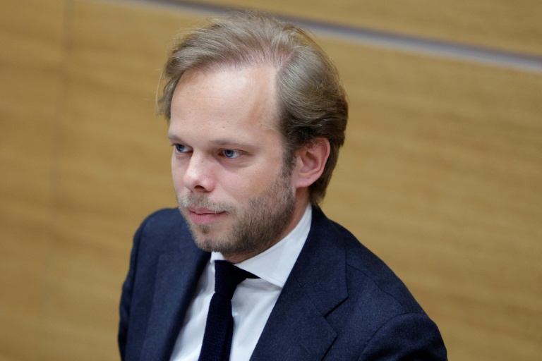 Le député UDR Charles Alloncle, rapporteur de la Commission d'enquête sur l'audiovisuel public, à l'Assemblée nationale, le 8 avril 2026 à Paris