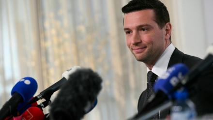 Le président du Rassemblement national (RN) et député européen, Jordan Bardella, le 11 juin 2026 à Bruxelles