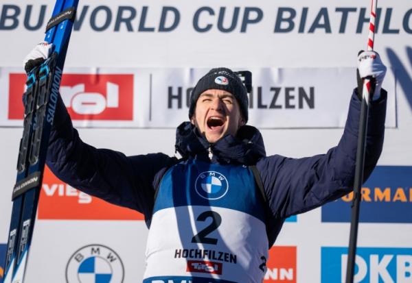 Le Français Eric Perrot, vainqueur de la poursuite de Hochfilzen (Autriche), le 13 décembre 2025