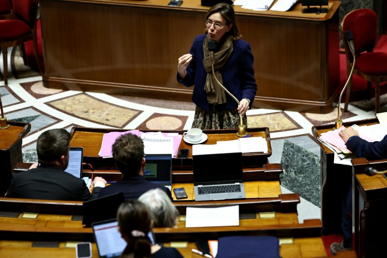La ministre de l'Action et des Comptes publics, Amélie de Montchalin, devant les députés à l'Assemblée nationale, lors de l'examen du projet de loi de finances pour 2026 Paris, le 15 janvier 2026