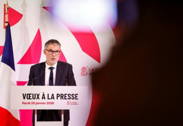 Olivier Faure, premier secrétaire du parti socialiste (PS),  présente ses vœux à la presse, à Paris, le 20 janvier 2026