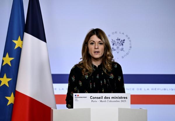 La porte-parole du gouvernement, Maud Bregeon, lors du compte-rendu du Conseil des ministres, Paris, le 2 décembre 2025