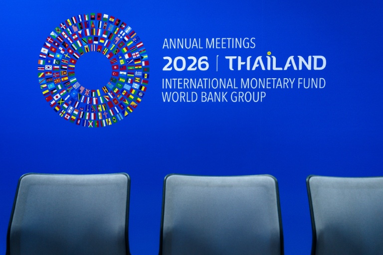 Logo de l'assemblée annuelle du Fonds monétaire international (FMI) à Bangkok, le 9 octobre 2026