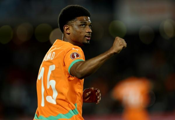 Amad Diallo, auteur du premier but de la Côte d'Ivoire contre le Burkina Faso, en huitième de finale de la CAN, le 6 janvier 2026 à Marrakech