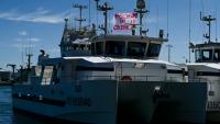 Bateau de pêche à l'entrée du port de Sète, dans l'Hérault, le 14 septembre 2026. 