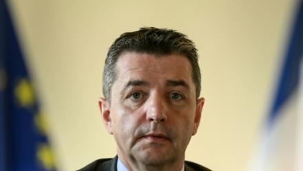Gaël Perdriau, alors maire de Saint-Etienne, lors d'une conférence de presse à l'Hôtel de ville, le 29 janvier 2024