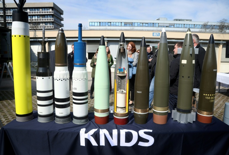 Des munitions de KNDS présentées aux médias à Munich, en ALlemagne, le 22 juin 2026  