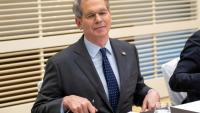 Le secrétaire américain au Trésor Scott Bessent avant des discussions sur le commerce avec le vice-premier ministre chinois He Lifeng, à Genève, le 9 mai 2025