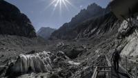 Ce qu'il reste de la Mer de Glace dans le massif du Mont-Blanc, dans les Alpes françaises, le 23 septembre 2026