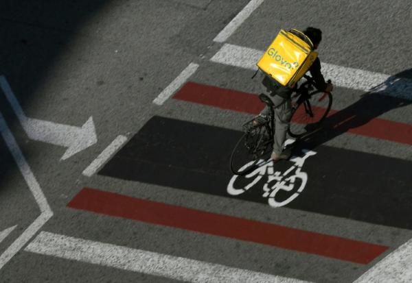 Livreur de Glovo, à Barcelone le 4 février 2021