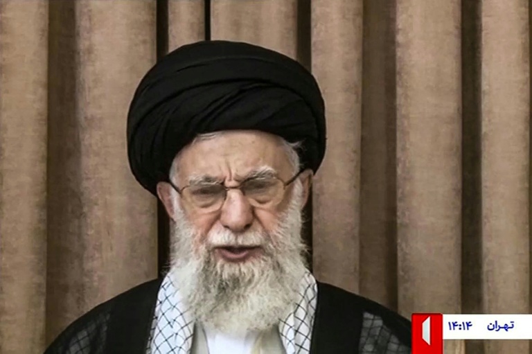 Capture vidéo du discours guide suprême iranien, l'ayatollah Ali Khamenei, le 26 juin 2025
