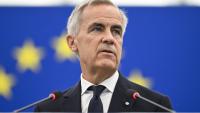 Le Premier ministre canadien Mark Carney dans l'hémicycle du Parlement européen à Strasbourg, dans l'est de la France, le 17 septembre 2026