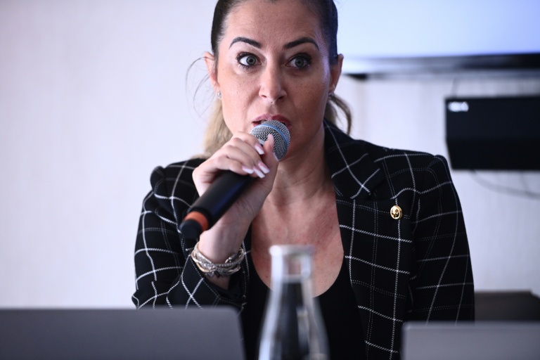 L'influenceuse Magali Berdah lors d'une conférence de presse, le 14 septembre 2022 à Paris