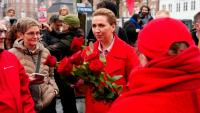 La Première ministre sociale-démocrate Mette Frederiksen à Aalborg, lors des élections législatives au Danemark, le 24 mars 2026