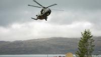 Un hélicoptère militaire danois lors d'exercices de l'Otan le 9 septembre au Groenland