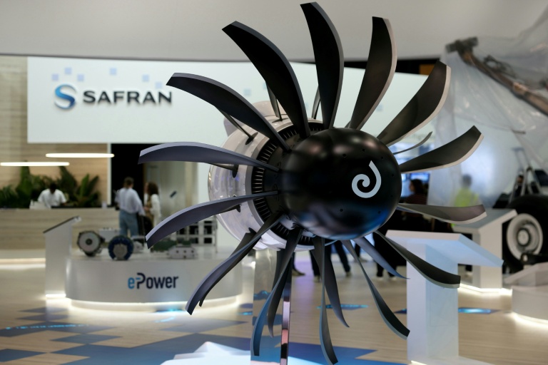 Le moteur Rise open fan (sans nacelles) de Safran au salon aéronautique du Bourget, près de Paris, le 15 juin 2026