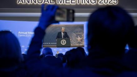 Donald Trump lors de son allocution en visioconférence à Davos le 23 janvier 2025 
