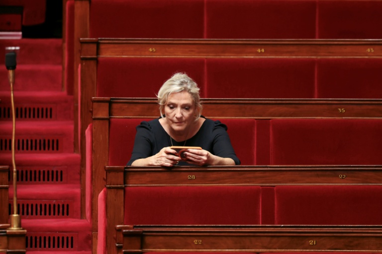 La présidente du groupe RN à l'Assemblée nationale Marine Le Pen le 23 juin 2026 à Paris