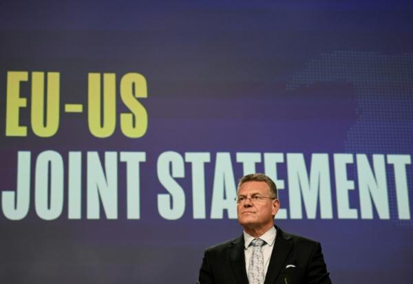 Le commissaire européen au Commerce, Maros Sefcovic, à Brussels, le 21 août 2025