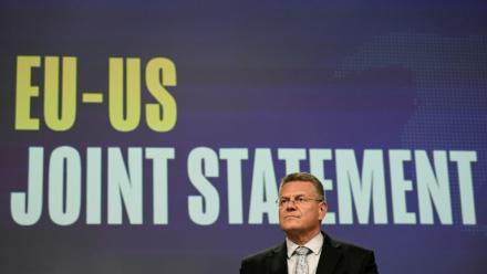 Le commissaire européen au Commerce, Maros Sefcovic, à Brussels, le 21 août 2025