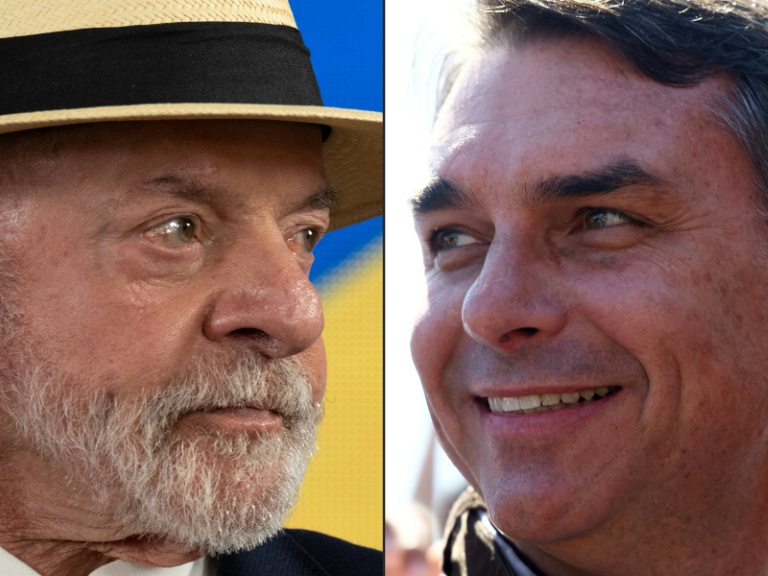 Combinaison d'images réalisée le 29 septembre 2026 du président brésilien Luiz Inacio Lula da Silva, à gauche, le 17 juillet 2026 à Rio de Janeuro, et à droite du candidat à la présidentielle Flavio Bolsonaro, à Esteio, le 2 septembre 2026