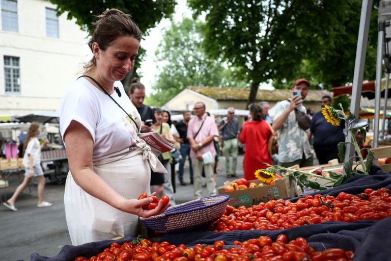 Marine Tondelier sur le marché d'Issigeac (Dordogne), le 28 juin 2026