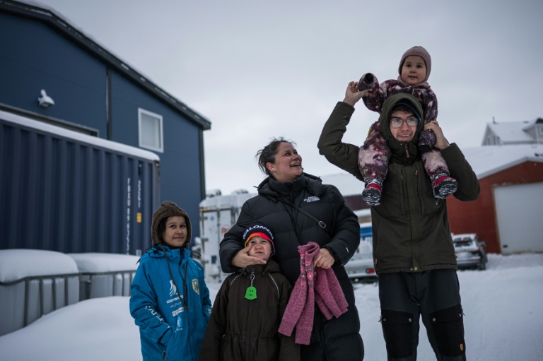 Lykke Lynge et ses quatre enfants à  Nuuk, la capitale du Groenland, le 19 janvier 2026 