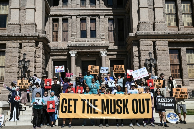 Manifestation anti-Musk à Austin (Texas) le 5 novembre 2025