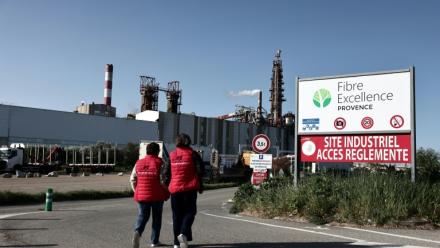 L'entrée du site de Fibre Escellence à Tarascon, le 14 avril 2026 dans les Bouches-du-Rhône